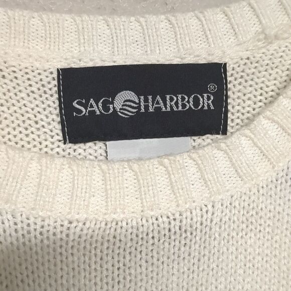 Sag Harbor White Sweater with Flag Design, Medium, Americana, Vintage - Picture 3 of 5